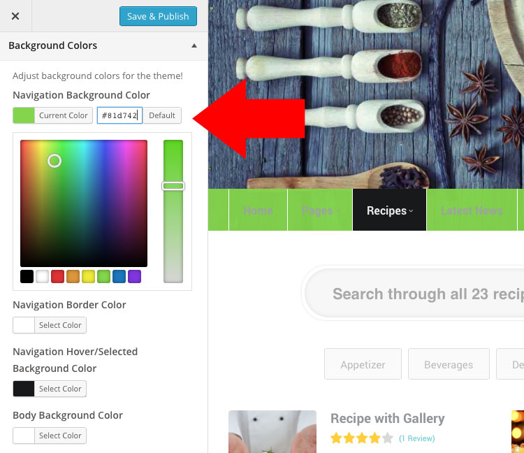 theme options