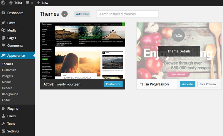 Upload a Theme
