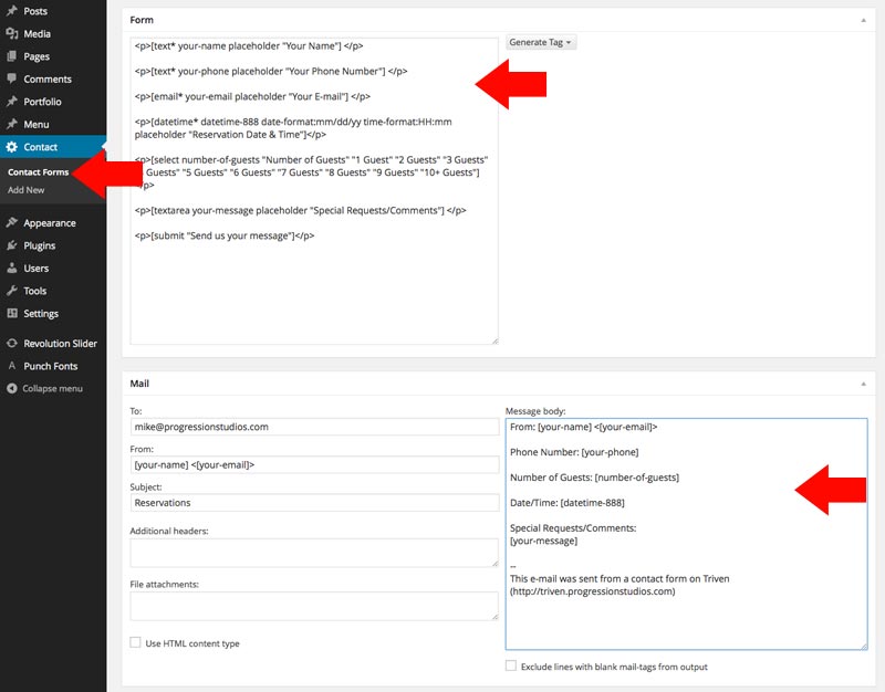 contact form